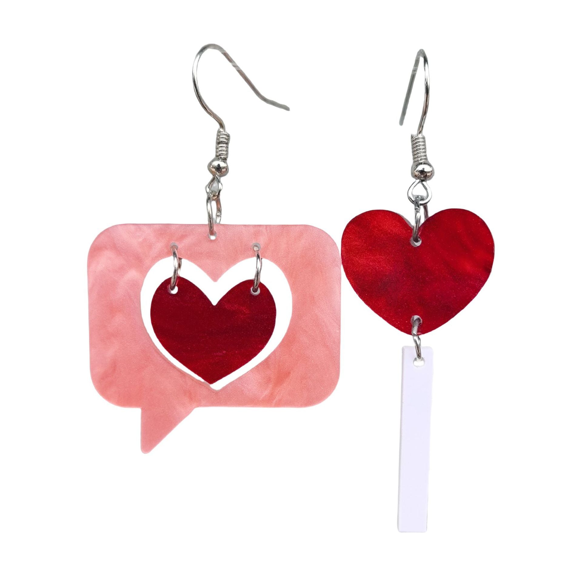 Wholesale Acrylic Valentine's Day Series Pink Red Sequins Love Simple Cute Sweet Peach Heart Pendant Earrings